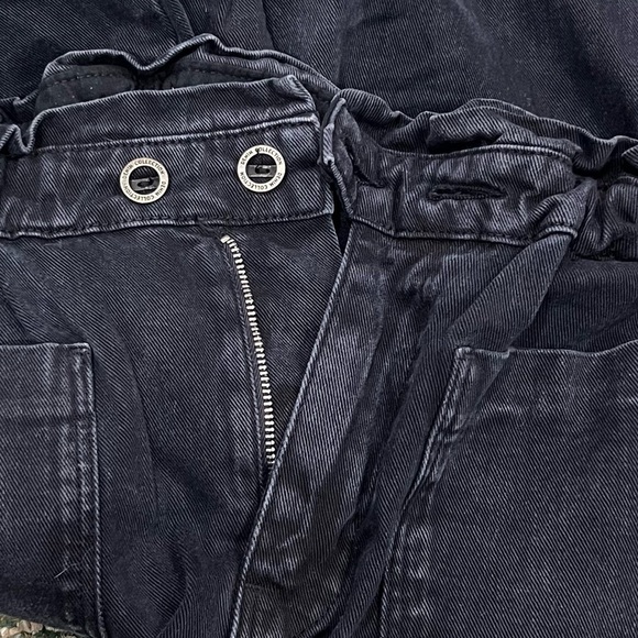 Zara Black Cinched Elastic Waistband Baggy Jeans Size 4 Women’s - Picture 5 of 5